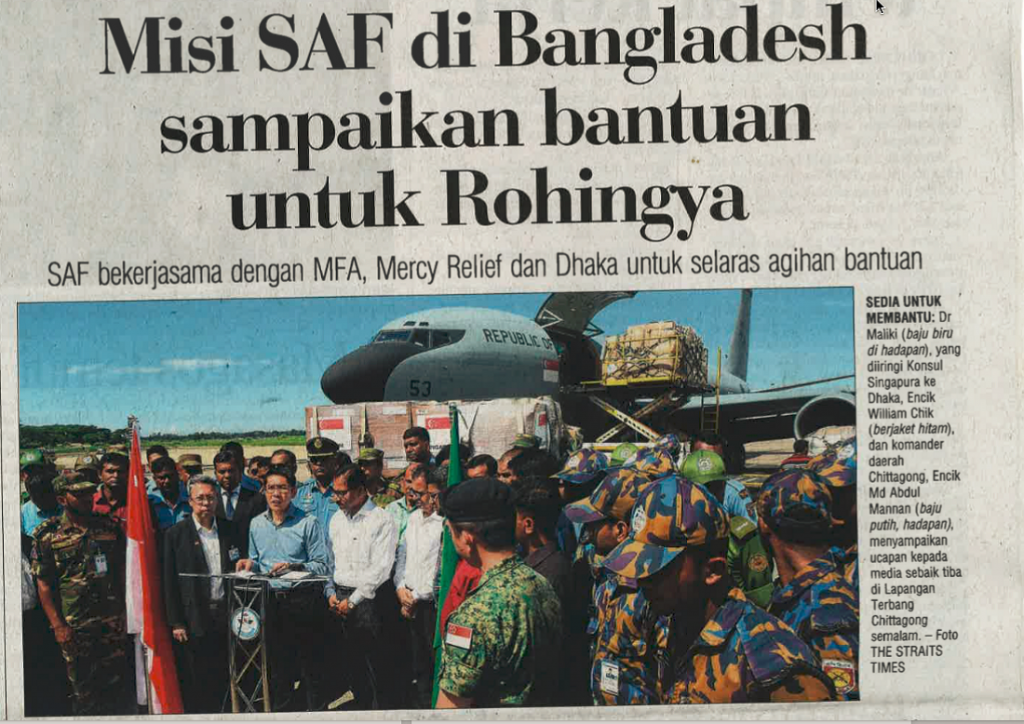 Berita Harian, 11 October 2017 – SAF Mission In Bangladesh To Deliver ...